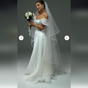 Brand New Two Tier Horsehair Edge Wedding Veil + Blusher | Premium Bridal Tulle